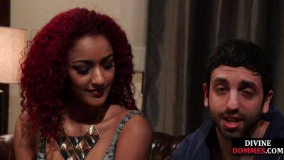 Divine domina teasing her bisexual sub who gets cum in mouth - hotmovs.com