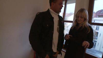 Picked Up Blonde Having Fun On The Staircase - hotmovs.com