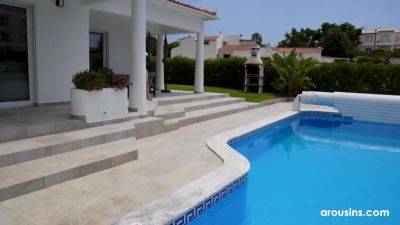 Beautiful Dee Vine Teasing her Pussy by the Pool for Arousins - hotmovs.com