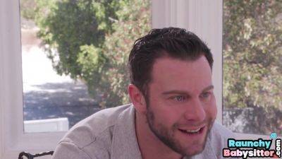 Busty nympho babysitter in stockings with couple in 3some - hotmovs.com