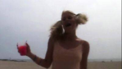 Little Summer gets horny at beach - drtuber.com