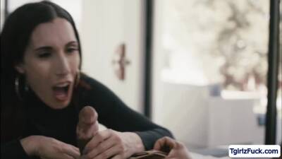 Ts Melanie Brooks grabs bfs bbc and sucks then takes it up her ass - fetishpapa.com