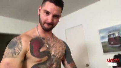 NASTYDADDY Trenton Ducati Films While Barebacking Hot Tattooed Jock - hotmovs.com