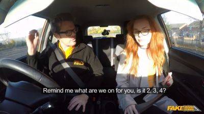 Ella Hughes - Ella Hughes, the British babe, gets her tight pussy drilled during driving lesson with a big-dicked driver - sexu.com - Britain