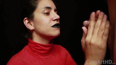 Cfnm - Red Turtleneck, Black Lips - Handjob + Cum Mouthful + Cum On Clothes - hotmovs.com