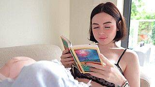 Stepsister really wanted to help with my homework, but she got a cock in her pink pussy - ah-me.com