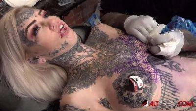 Amber Luke Gets Tattooed While Sascha Plays with Her Big Tits - xxxfiles.com - Australia