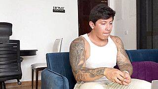 Stepmom caught her stepson masturbating and helps him cum inside her pussy while her husband is at home - ah-me.com