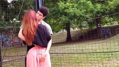 Redhead Teen Lenarica Fucks Big Cock Kyle in University Courtyard - porntry.com