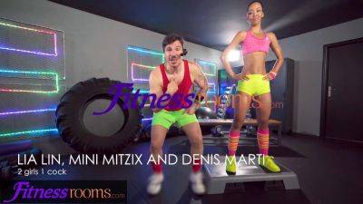 Lia Lin - Lia Lin & mini Mitzix take on Denis Marti in a hot threesome gym session - sexu.com - Czech Republic - Russia