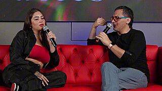 Sara Blonde - I fuck a big dick fan on live TV show in front of my cuckold boyfriend - SARA BLONDE - ah-me.com