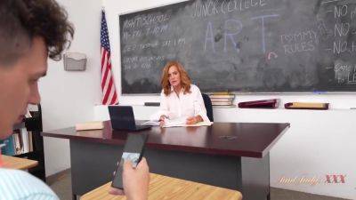 Mature Teacher Catches Her Student 18+ Watching Porn In Detention - Andi James - hotmovs.com