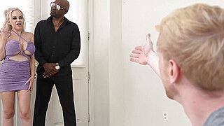 Bella - Wife taking on a bbc in front of husband - ah-me.com