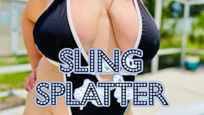 Hairy Brunette BBW Squirting Orgasm Outdoor Fuck with Micro Bikini Splatter - veryfreeporn.com - Britain