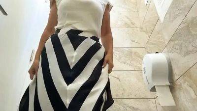 Step Mommy's Big Ass & Tits Public Toilet Masturbation Orgasm - porntry.com