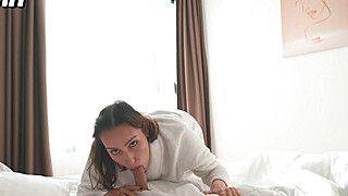 Hot MILF stepmom cleaning, sits on stepson's rod and lets cum inwards her shaved labia - XXX! - ah-me.com