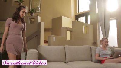 Lily Labeau In Small Tit Blonde And Brunette Lesbians Play With Strapon - hotmovs.com