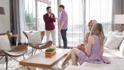 Scarlett Sage - Tommy Pistol - Robby Echo - Horny Hotwife Scarlett Sage Swaps Husbands with Bestie Carlita Ray for Wild Group Fuck - Blonde MILF Threesome - porntry.com - Britain