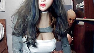 Emily's Masks Pt5! Female doll masked Jill plays with her sexy rubber pussy and rubber boobs! - ah-me.com - Germany