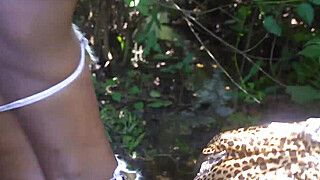 2 African tribe girl having fun with the village chief in the middle of the forrest - ah-me.com - Ecuador