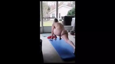Amateur BBW Granny Yoga Fail - Clothes Fall Off Saggy Tits & Pussy - xxxfiles.com - Usa