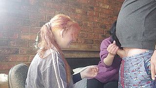 Two shy girls playing with my massive cock - ah-me.com