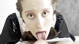 A cutie in stockings sucks, jumps her ass on a thick dick and gets a lot of cum in anal. - ah-me.com