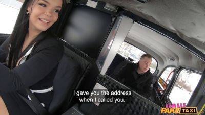 Sofia Lee's massive tits bounce as she takes 3 hard cocks in her fake taxi - sexu.com