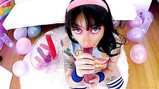 Raven - Filthy nympho gagging on dildo and fat dick - ah-me.com