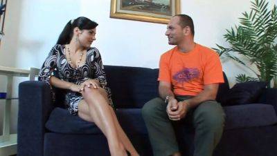 Young Brunette Teen with Big Tits and Hairy Pussy Gets Fucked and Cummed in Mouth by Italian Stud - xxxfiles.com - Italy