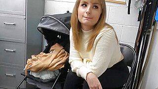 Evie - Busty blonde tries stolen dildo and sucks officers dick - ah-me.com