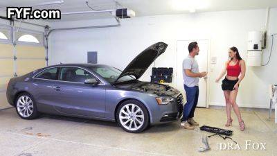 Aidra Fox's thong & heels seduce the mechanic in HD porn - sexu.com