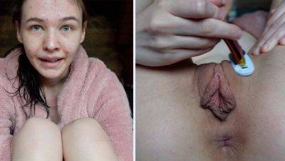 Skinny Teen Emmi-Hill Shaves Her Long Labia Pussy in HD - xxxfiles.com - Germany