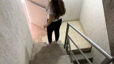 Happy Ending - Hot Blonde Natasha Bull Sucks Dick on Public Stairs - Outdoor Blowjob & Cumshot - xxxfiles.com - Colombia