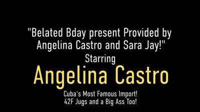 Sara Jay - Angelina Castro - Angelina Castro and Sara Jay Give this Dude a Birthday BJ - hotmovs.com