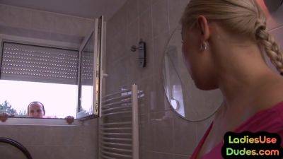 Peeping voyeur dominated by femdoms - txxx.com