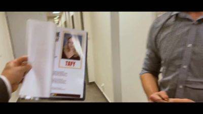 Debt Collector in high heels & stockings takes on curvy chick's tight pussy and tits for a solution - sexu.com