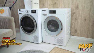 Michael Fly - Lia Lin - Lia Lin gets stuck in a washing machine & takes on a big load of cum - sexu.com