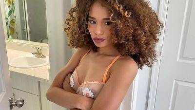 Cecilia Lion - Sexy black stepsister Cecilia Lion strips naked for stepbrother - porntry.com