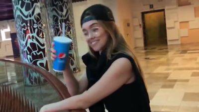 Russian Beauty With Glasses Is Kneeling And In Public Blowjob - hotmovs.com - Russia