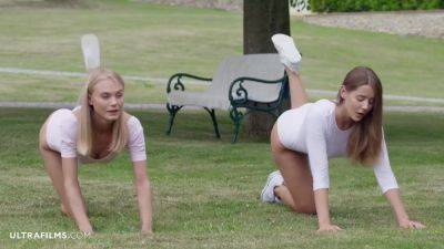 Get Horny During Fitness Time And Fuck Each Other Outdoor With Nancy A - hotmovs.com - Russia