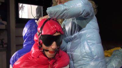 Watching Sexy Stella And Sandra Being Tied And Gagged Ba Sophie On A Stool With Ropes And Ballgags Wearing Sexy Shiny Nylon Rainwear And Downwear (Video) - hotmovs.com