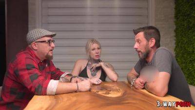 A Cute Tattoed Babe Gets Fucked Hard By 2 Dudes In A - hotmovs.com