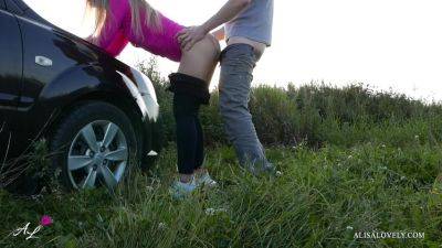 Alisa Lovely - Babe Blowjob Dick Strangerand Hard Doggy Sex In Field - hclips.com