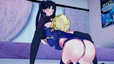 Saber Licks Pussy Then Scissors With Rin Tohsaka - Fate Grand Order Hentai - hotmovs.com