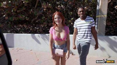 Elise London - Busty Redhead Babe Enjoys Bbc At Bus - videomanysex.com