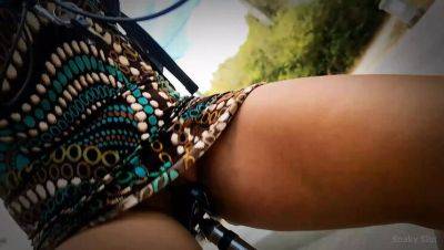SnakySlut Forgets Her Panties: Hot Brunette Rides Bike with Dildo - xxxfiles.com - France