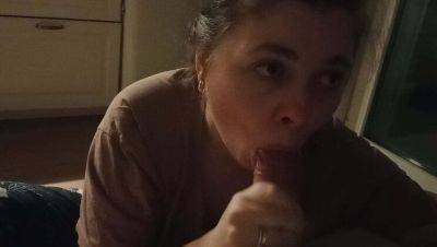 Neighbor MILF Annette Swallow Gives Hot Blowjob in Kitchen - xxxfiles.com - Russia