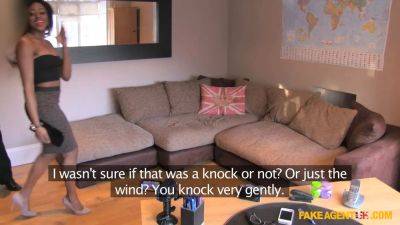 Super Sexy ebony stunner take a large milky dick in her booty - fake agent uk - sexu.com