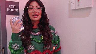 My slutty coworker sucked my cock at the office Christmas party - Cami Strella - ah-me.com